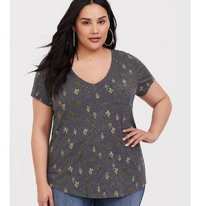 Torrid Grey Cactus Pocket Tee